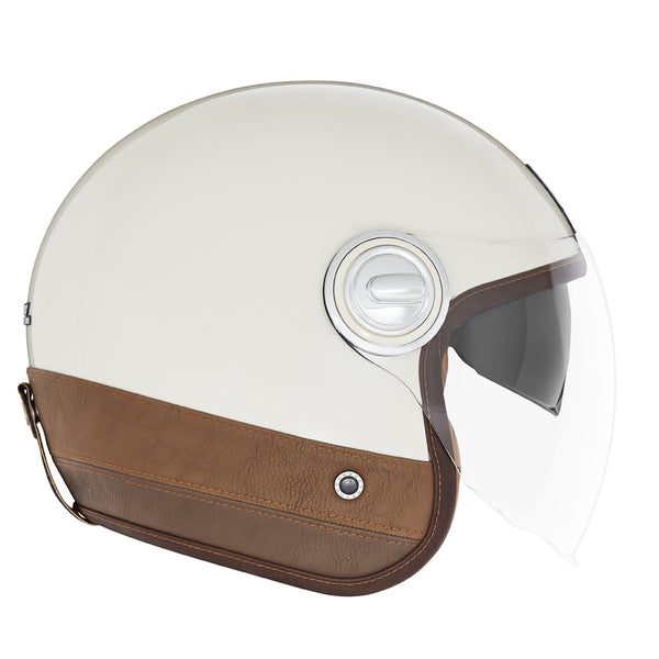 CASQUE JET NOX HERITAGE CUIR ET CREME
