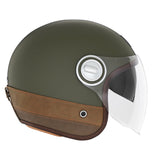 CASQUE JET NOX HERITAGE CUIR ET KAKI MAT NOX