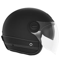 CASQUE JET NOX HERITAGE CUIR ET NOIR MAT