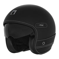 CASQUE JET NOX HERITAGE CUIR ET NOIR MAT NOX