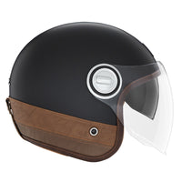 CASQUE JET NOX HERITAGE CUIR ET NOIR MAT