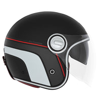 CASQUE JET NOX HERITAGE LINE NOIR MAT ROUGE BLANC NOX