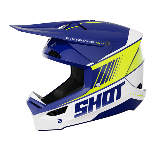 CASQUE CROSS SHOT FURIOUS PEAK BLEU JAUNE FLUO