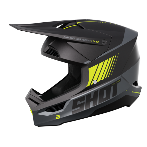 CASQUE CROSS SHOT FURIOUS PEAK GRIS JAUNE FLUO MAT