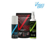 PACK SPRAY NETTOYANT + ANTI-PLUIE + MICROFIBRE VISIODRY